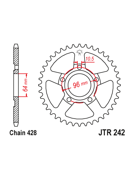 Kit chaine EK CHAIN super-renforcée acier HONDA XL 125 R 1982 - 1989