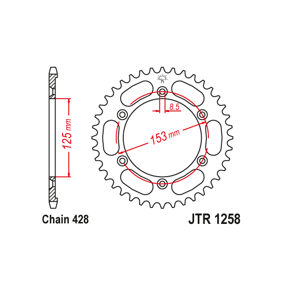 Kit chaine EK CHAIN super-renforcée acier HONDA XR 125 L 2003 - 2008
