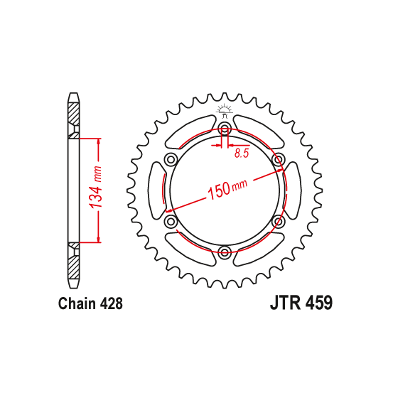 Kit chaine EK CHAIN super-renforcée acier KAWASAKI KDX 125 1990 - 1999
