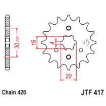 Kit chaine EK CHAIN super-renforcée acier KAWASAKI KMX 200 1988 - 1991 2