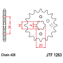 Kit chaine EK CHAIN super-renforcée acier PEUGEOT XPS 125 4T 2006 - 2007 2
