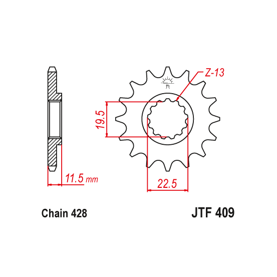 Kit chaine EK CHAIN super-renforcée acier SUZUKI DR 125 1982 - 2000