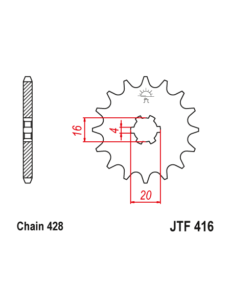 Kit chaine EK CHAIN super-renforcée acier SUZUKI TS 125 1984 - 1988