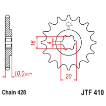Kit chaine EK CHAIN super-renforcée acier SUZUKI VL 125 INTRUDER 2000 - 2007 2