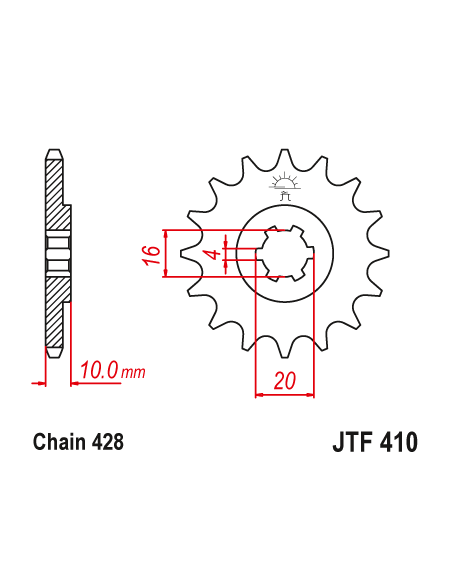 Kit chaine EK CHAIN super-renforcée acier SUZUKI VL 125 INTRUDER 2000 - 2007