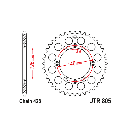 Kit chaine EK CHAIN super-renforcée acier SUZUKI TS 125 1984 - 1988