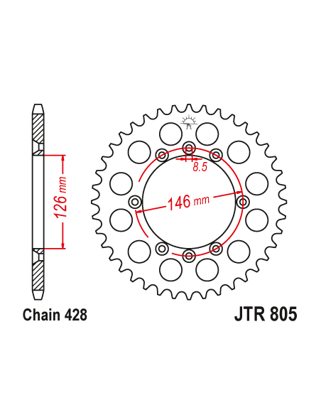 Kit chaine EK CHAIN super-renforcée acier SUZUKI TS 125 1984 - 1988