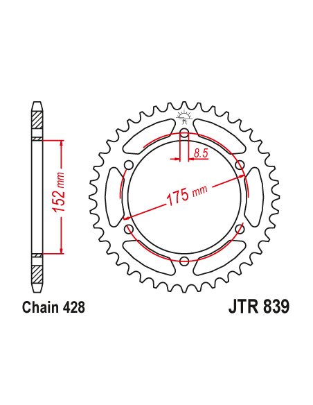 Kit chaine EK CHAIN super-renforcée acier YAMAHA DT 125 1999 - 2003