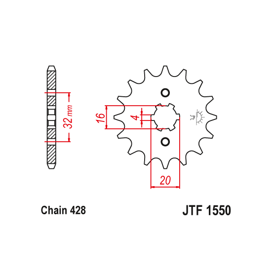 Kit chaine EK CHAIN super-renforcée acier YAMAHA MT-125 2014 - 2019