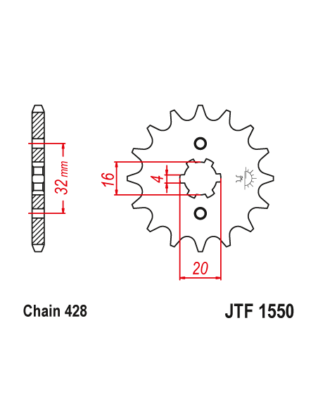 Kit chaine EK CHAIN super-renforcée acier YAMAHA MT-125 2014 - 2019