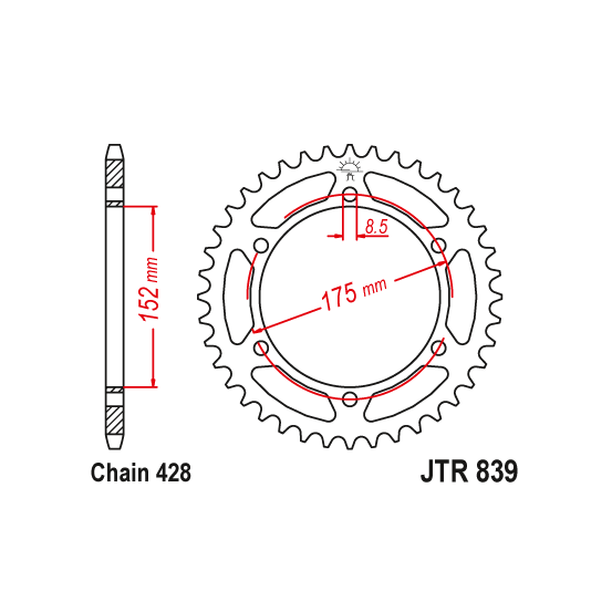 Kit chaine EK CHAIN super-renforcée acier YAMAHA TDR 125 1989 - 1993