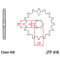 Kit chaine EK CHAIN super-renforcée acier YAMAHA TY 125 1976 - 1989 2