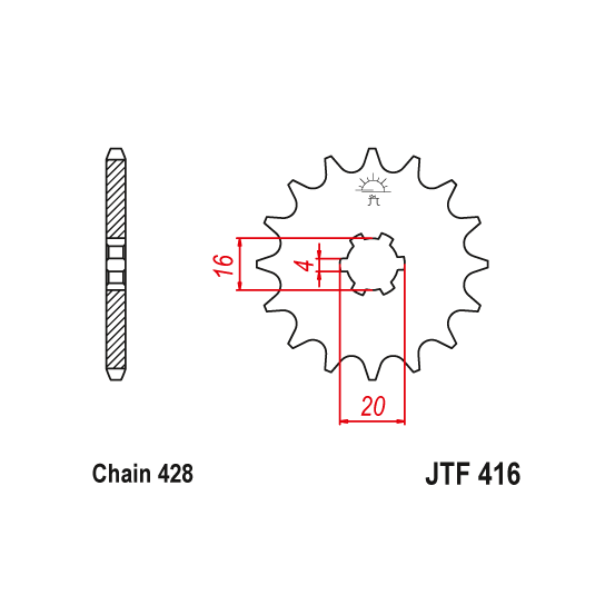 Kit chaine EK CHAIN super-renforcée acier YAMAHA TY 125 1976 - 1989