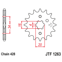 Kit chaine EK CHAIN super-renforcée acier YAMAHA TZR 125 1987 - 1992 2