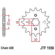 Kit chaine EK CHAIN super-renforcée acier YAMAHA WR 125 2009 - 2014 2