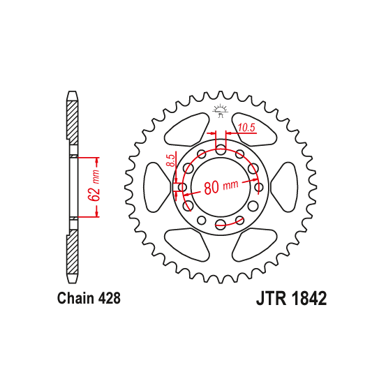 Kit chaine EK CHAIN super-renforcée acier YAMAHA XT 350 1995 - 1998