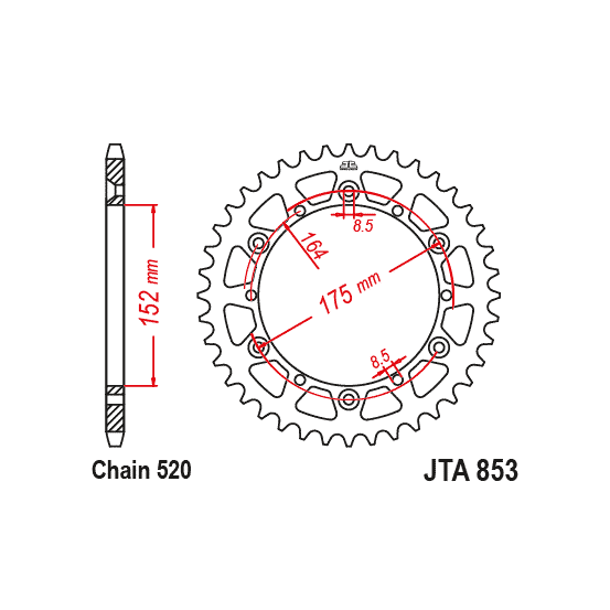 Kit chaine EK CHAIN standard alu YAMAHA YZ 125 1988