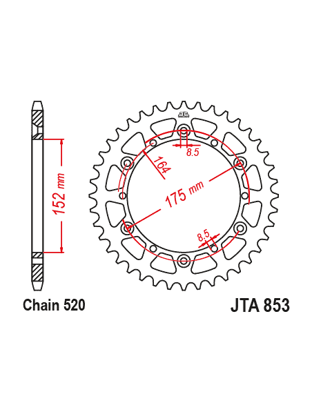 Kit chaine EK CHAIN standard alu YAMAHA YZ 125 1988