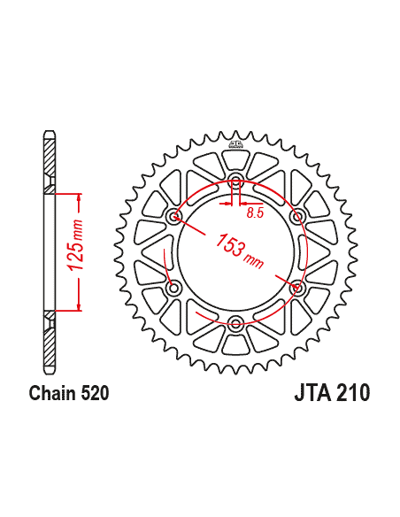Kit chaine EK CHAIN renforcée alu HONDA CR 250 R 1996 - 2005 - CRF 450 R 2002 - 2003