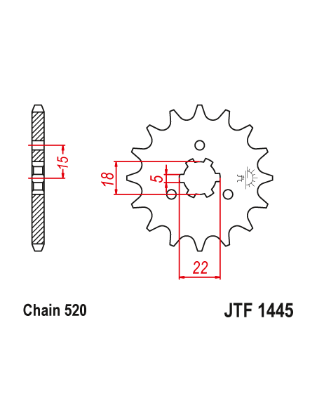 Kit chaine EK CHAIN renforcée alu KAWASAKI KX 125 1994 - 2002