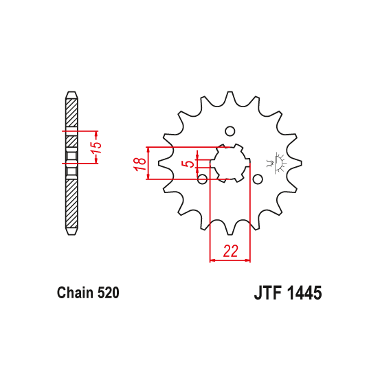 Kit chaine EK CHAIN renforcée alu KAWASAKI KX 125 2003 - 2008