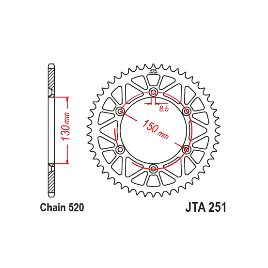 Kit chaine EK CHAIN renforcée alu YAMAHA WR 250 2016 - 2020 - YZ 250 1999 - 2021
