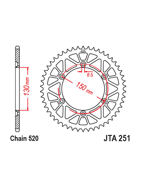 Kit chaine EK CHAIN renforcée alu YAMAHA WR 250 2016 - 2020 - YZ 250 1999 - 2021