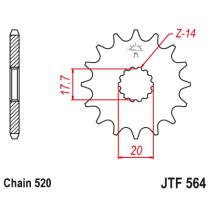 Kit chaine EK CHAIN renforcée alu YAMAHA YZ 125 1999 - 2004 2