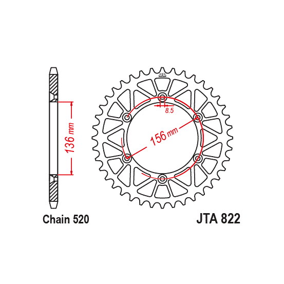 Kit chaine EK CHAIN racing alu GAS GAS EC 250 2001 - 2017 - EC 300 2001 - 2017 - EC 450 2008 - 2015 - EC 515 FSR 2008 - 2009