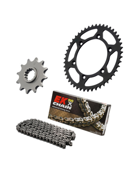 Kit chaine EK CHAIN renforcée alu KAWASAKI KDX 200 1995 - 2006