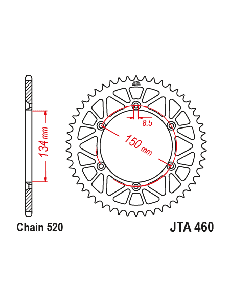 Kit chaine EK CHAIN renforcée alu KAWASAKI KDX 200 1995 - 2006