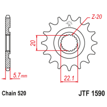 Kit chaine EK CHAIN renforcée alu YAMAHA WR 250 2001 - 2006 2