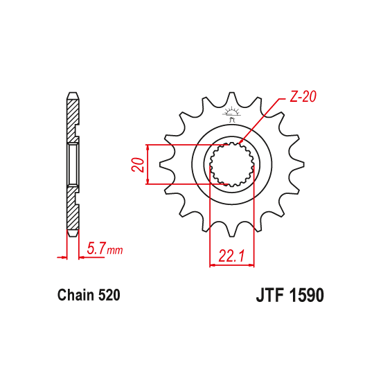 Kit chaine EK CHAIN renforcée alu YAMAHA WR 250 2001 - 2006