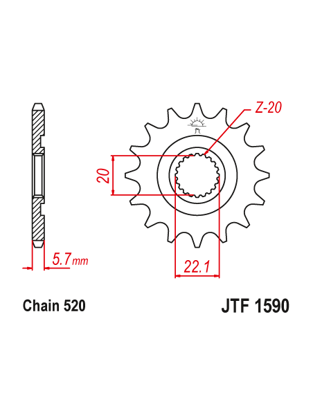 Kit chaine EK CHAIN renforcée alu YAMAHA WR 250 2001 - 2006