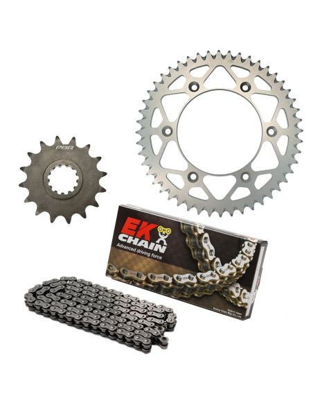 Kit chaine EK CHAIN renforcée alu KTM 300 EXC 2006 - 2022 - 300 EXC-E 2007 - 2011