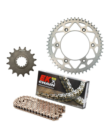 Kit chaine EK CHAIN renforcée alu KTM 250 EXC-F 2010 - 2014