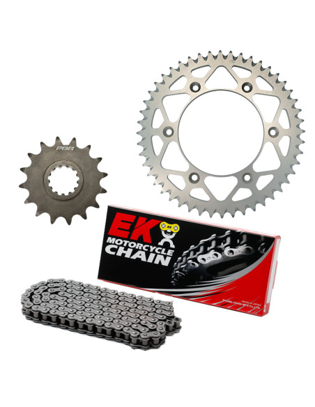 Kit chaine EK CHAIN super-renforcée alu HUSQVARNA TC 85 2014 - 2023 | KTM 105 SX 2004 - 2006