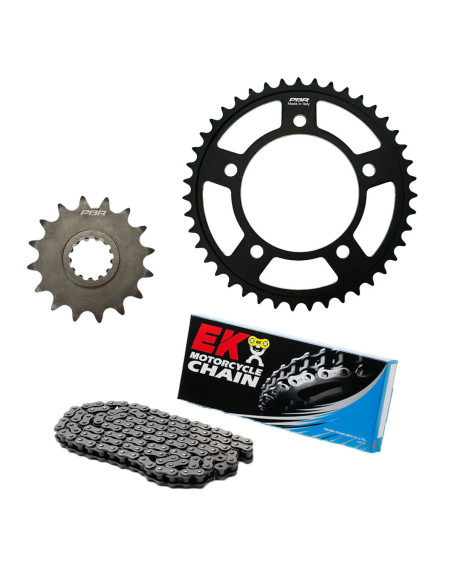 Kit chaine EK CHAIN standard acier DAELIM VT 125 1998 - 2004