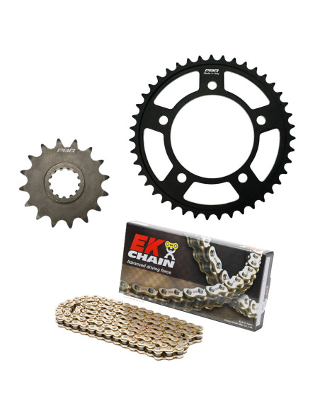 Kit chaine EK CHAIN renforcée acier KAWASAKI KX 125 2003