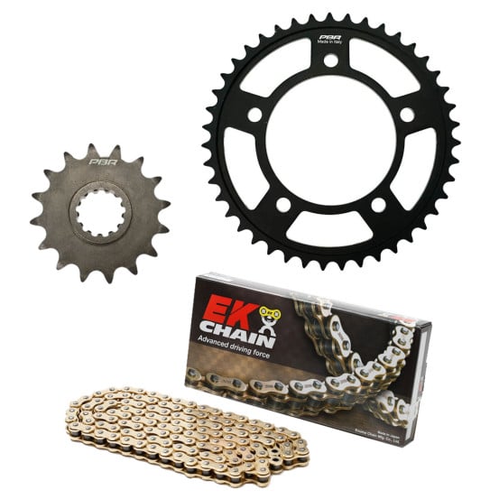Kit chaine EK CHAIN racing acier GAS GAS EC 250 2001 - 2017 - EC 300 2001 - 2017 - EC 450 2008 - 2015 - EC 515 FSR 2008 - 2009