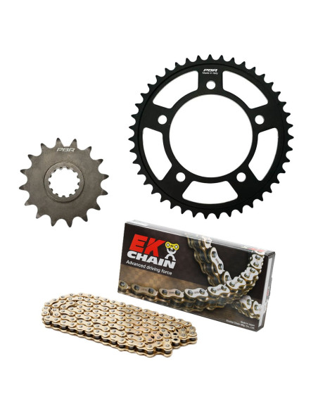 Kit chaine EK CHAIN racing acier HUSQVARNA FE 501 - TE 125 - 250 - 300 - TX 125 | KTM 125 EXC - XC-W - 250 EXC - 300 EXC - EXC-E