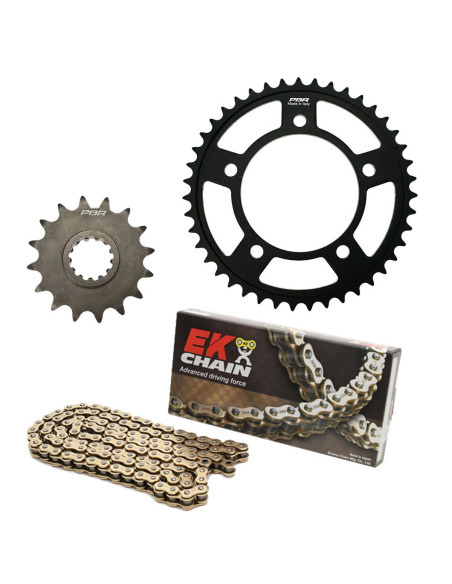 Kit chaine EK CHAIN racing acier KAWASAKI NINJA ZX-6 R ABS 2019 - 2021 - NINJA ZX-6R 2024 - 2025