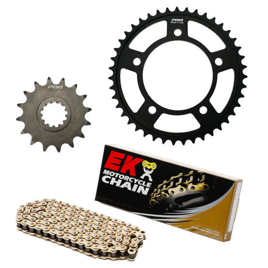 Kit chaine EK CHAIN racing acier KAWASAKI KX 80 1988 - 2000 - KX 85 2001 - 2021