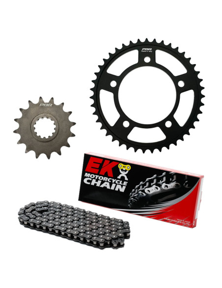 Kit chaine EK CHAIN standard acier DERBI SENDA 50 2014 - 2017