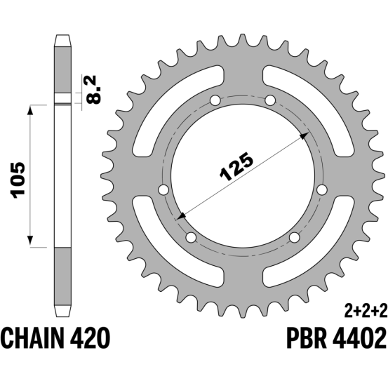 Kit chaine EK CHAIN standard acier RIEJU MRT 50 2009 - 2013
