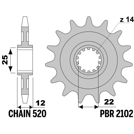 Kit chaine EK CHAIN renforcée acier GAS GAS EC 250 - 300 2001 - 2017 - EC 450 2008 - 2015 - EC 515 FSR 2008 - 2009