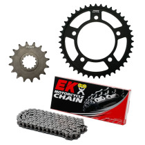 Kit chaine EK CHAIN super-renforcée acier DAELIM VJ 125 ROADWIN 2004 - 2006