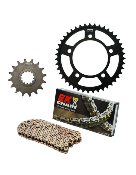 Kit chaine EK CHAIN super-renforcée acier CAGIVA MITO 125 1990 - 1992