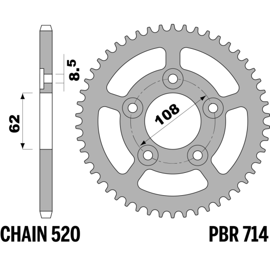 Kit chaine EK CHAIN super-renforcée acier CAGIVA MITO 125 1994 - 1999