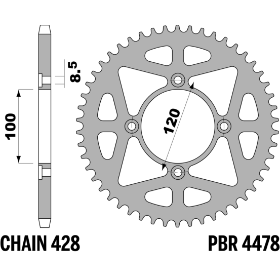 Kit chaine EK CHAIN super-renforcée acier BETA RE 125 4T ENDURO 2013 - 2017